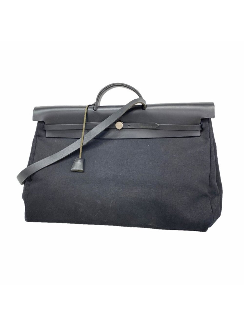 Hermes Handbag Herbag GM Toile Officier Black Silver 2-Way Bag